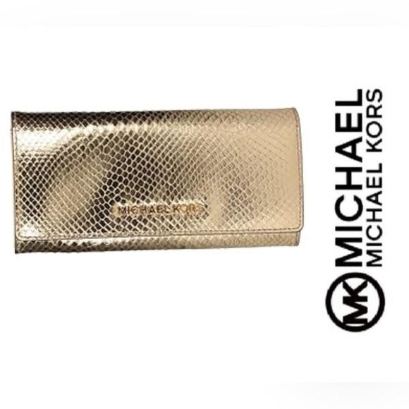 Michael Kors Gold Textured Clutch 5103 - Picture 1 of 9